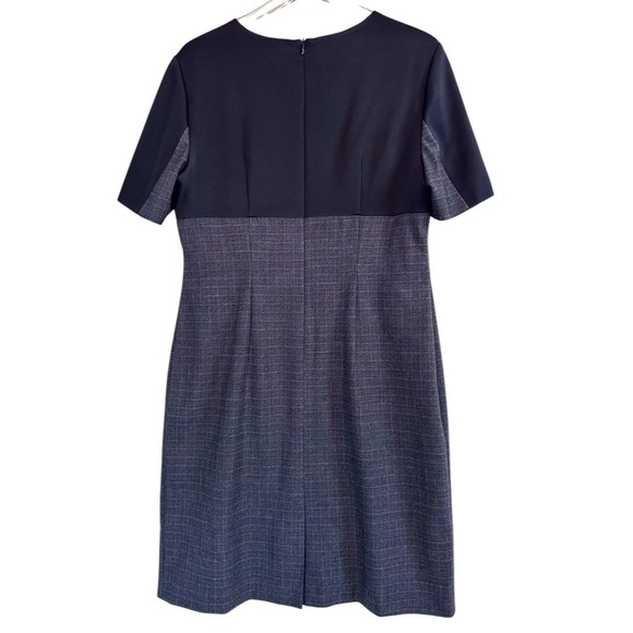 HUGO‎ BOSS Fall 23 Dirusa Stretch Wool Sheath Dress Navy Color Block Size 12 - Picture 3 of 16